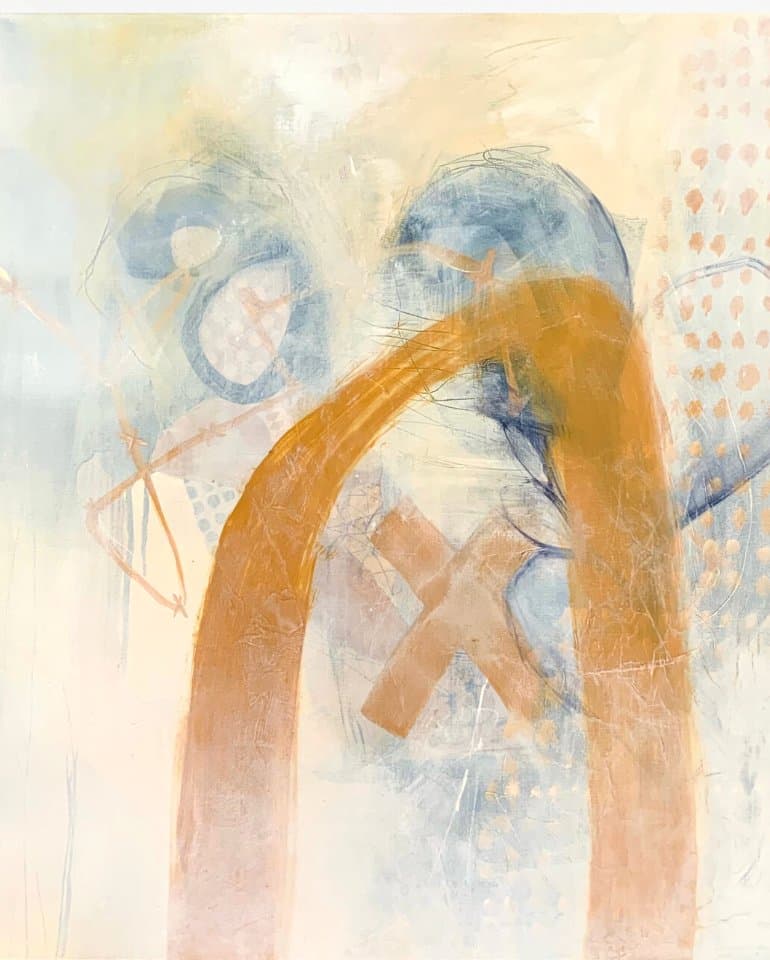 Painting by Mieke Fleurackers with an ochre arch