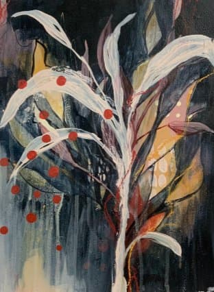 Painting by Mieke Fleurackers of a white tree