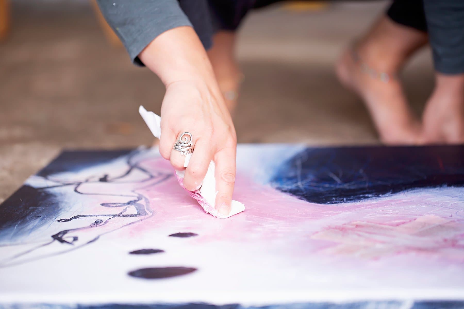Close-up detail of one of Mieke's paintings